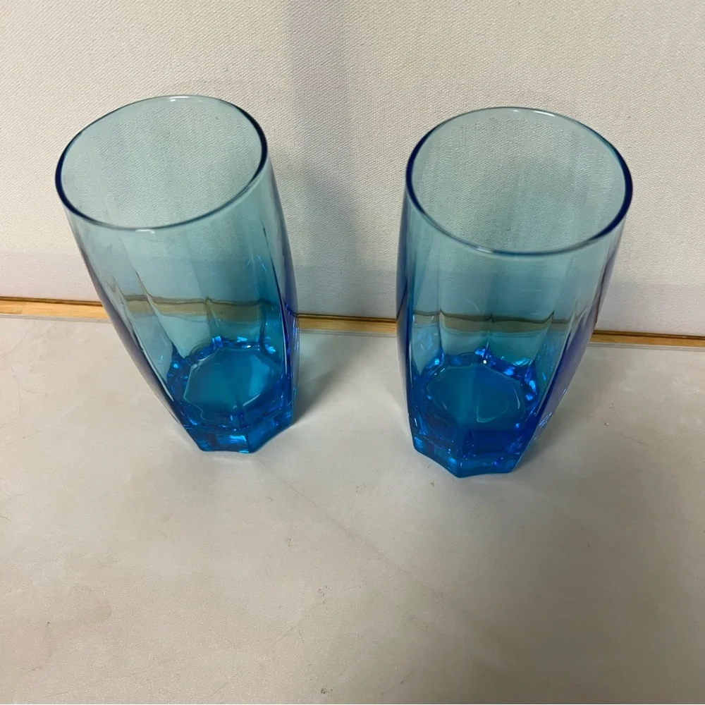 Cristar Blue Glass Tumblers 16 Ounce Drinking Glasses